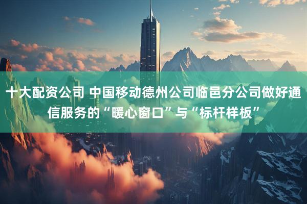 十大配资公司 中国移动德州公司临邑分公司做好通信服务的“暖心窗口”与“标杆样板”